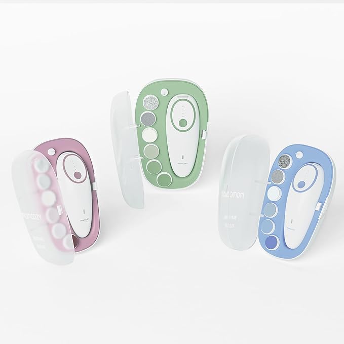 Momcozy Baby Nail File Electric, Gentle Baby Nail Trimmer Electric Rechargeable, Baby Nail Clipper Electric, 7 Grinding Head Replacement Pads