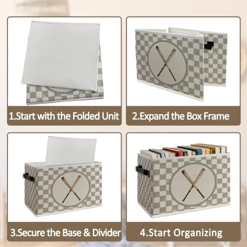 Vintage Brown Checkered Baseball Bats Foldable Storage Box - Image 5
