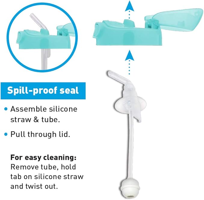 Amazon Brand - Mama Bear Silicone Weighted Straw Sippy Cup, 9 Ounces, Pack of 2, Blue/Green