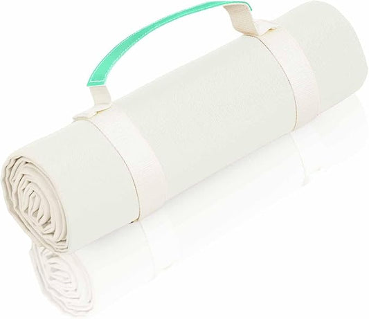 4’9” x 6’3” White Lightweight Water-Resistant Canvas Mat – Picnic, Outdoor, Beach, Park, Camping, Toy Mat