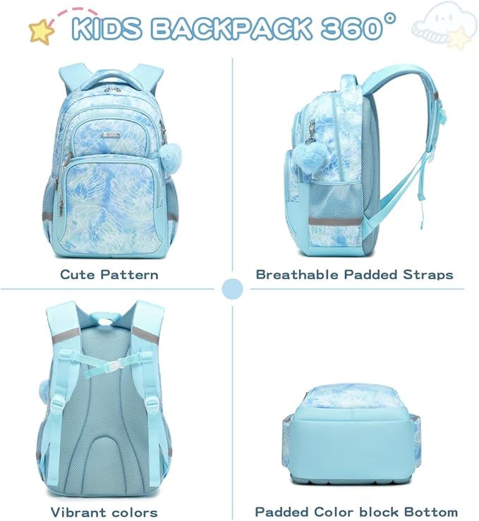Cusangel Backpack for Girls Boys School Bookbags Kindergarten Elementary Lightweight Waterproof Multifunctional Large Capacity for kids(17 inch Fun Prints)