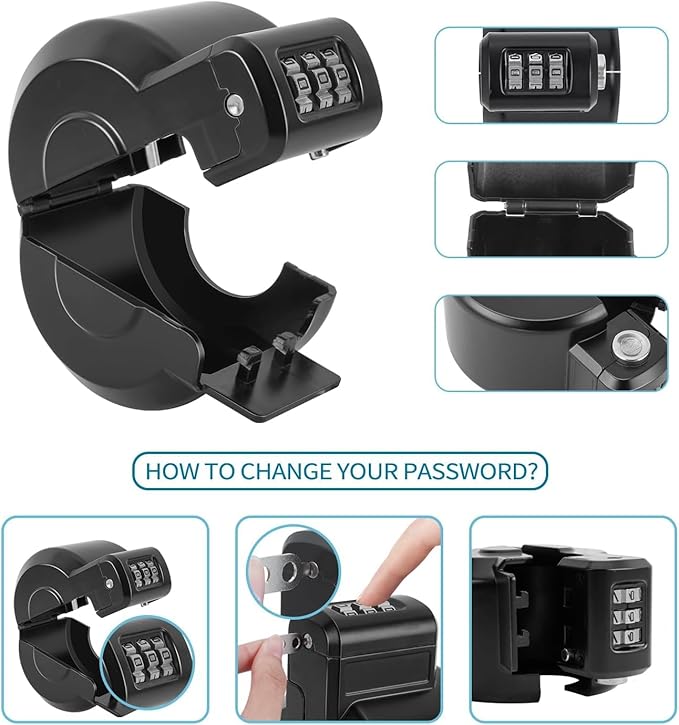 Door Knob Lock Combination Out Device Cover to The Doorknob/Faucet/Water Valve Hose Lock, Temporary Door Handle Combination Lock, Prevents Turning of Door Knob and Access to Keyhole