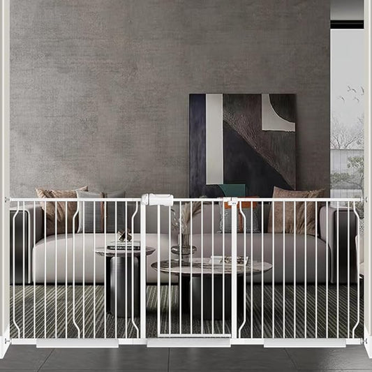 Baby Gate for Doorways Stairs Hallway 85.8-90.5 Inch Wide, Walk Through Child Gates with Pressure Mounted Extention Kit, Indoor Safety Child Gates for Kids or Pets