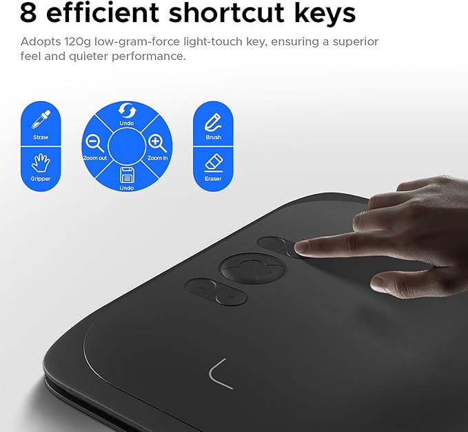 Drawing Tablet,UGEE M808 10x6 Inch, 8192 Levels Pressure, Battery-Free Stylus, 8 Shortcut Keys, Digital Art Tablet for Drawing, Design, Online Teaching, Mac/Windows/Chrome Os/Android, Black