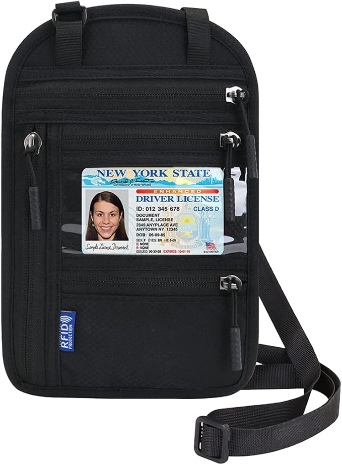 Neck Wallet Lightweight RFID Blocking Waterproof Travel Pouch for Women Men