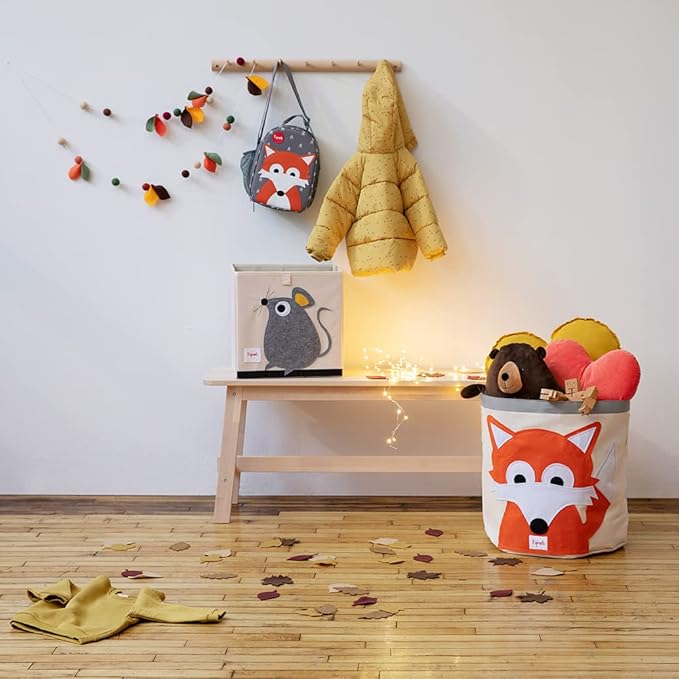 3 Sprouts Toy Storage Organizer: Toy Box Cube Organizer for Playroom, Nursery - Foldable Storage Bin - Fox