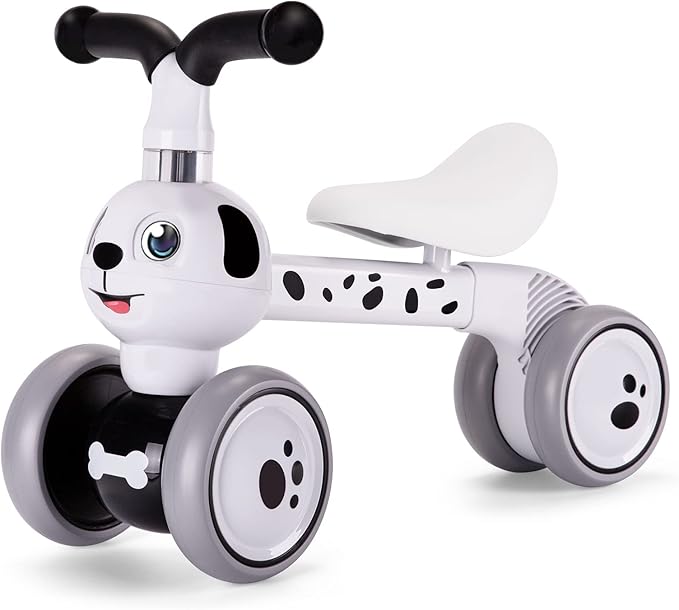 YGJT Baby Balance Bike Toys for 1 Year Old, Birthday Gifts for Boys and Girls, Silent Wheels & Non-Pedal Baby Walker Riding Toys for 10-36 Months Toddlers, Kids First Bike Gifts Spotty Dog
