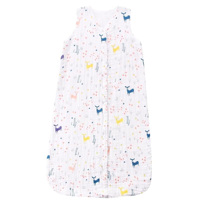 Toddler Sleep Sack for 2-4T Baby, Organic Cotton Wearable Blanket for Boys and Girls 0.5 TOG 2-Way Zipper Soft 4 Layers X-Large Deer