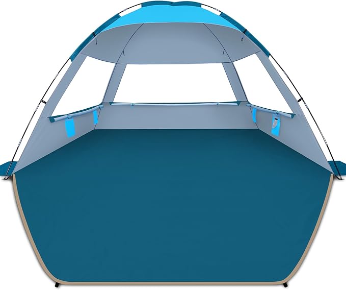 COMMOUDS Beach Tent Sun Shade for 3/4-5/6-7/8-10 Person, UPF 50+ Beach Sun Shelter Canopy Tent, Lightweight, Easy Set Up and Carry
