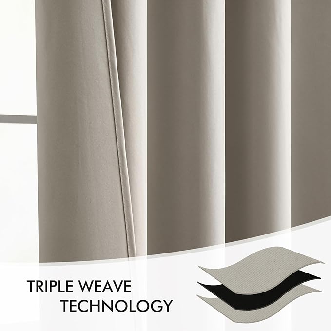 MIULEE Stone Back Tab Blackout Curtains 72 Inches Long 2 Panels Set for Living Room Bedroom Privacy, Rod Pocket/Pinch Pleat Thermal Insulated Room Darkening Pleated Light Blocking Drapes