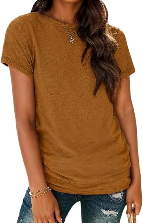 Soft Short Sleeve Shirts for Women, Crew Neck T Shirts for Women Loose Fitting Lightweight Top Basic Tee Shirt