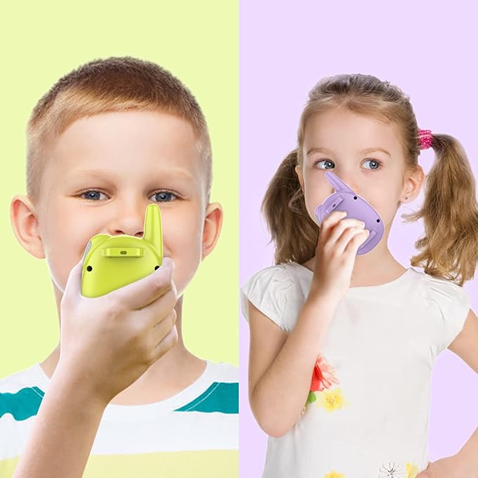 Qniglo Walkie Talkies for Kids - 2 Pack Rechargeable, Christmas & Birthday Gifts for Boys & Girls Age 3-12, Long Range Kids Walkie Talkies with FM Radios for Family Adventure Camping & Spy Games