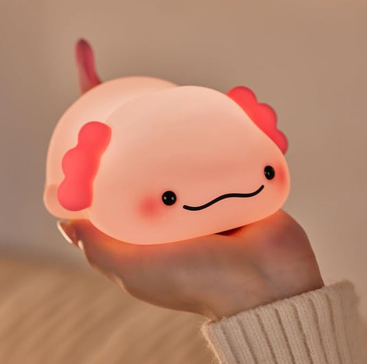 DREAMING MY DREAM Cute Axolotl Night Light, LED Squishy Novelty Animal Night Lamp, 3 Level Dimmable Nursery Nightlight for Breastfeeding Toddler Baby Kids Decor, Cool Gifts Kids (Axolotl)