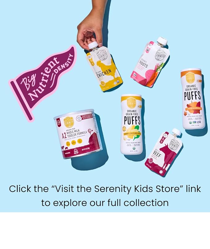 Serenity Kids 6+ Months Turkey Puree Baby Food Pouches - Ethically Sourced BPA-Free Pumpkin Puree & Organic Veggies - 3.5 Oz, 12 Pack