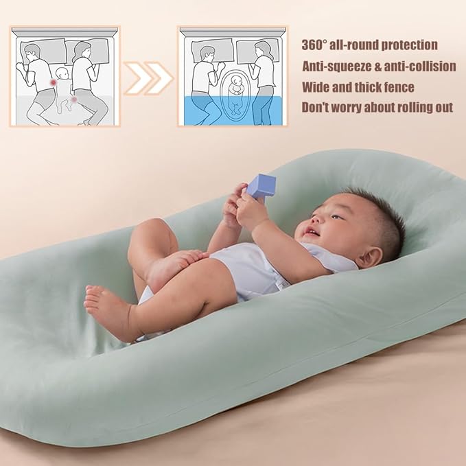 Baby Lounger, Baby Lounger for Newborn 0-12 Months, Portable Infant Lounger Soft Cotton Breathable for Home & Travel (Grey)