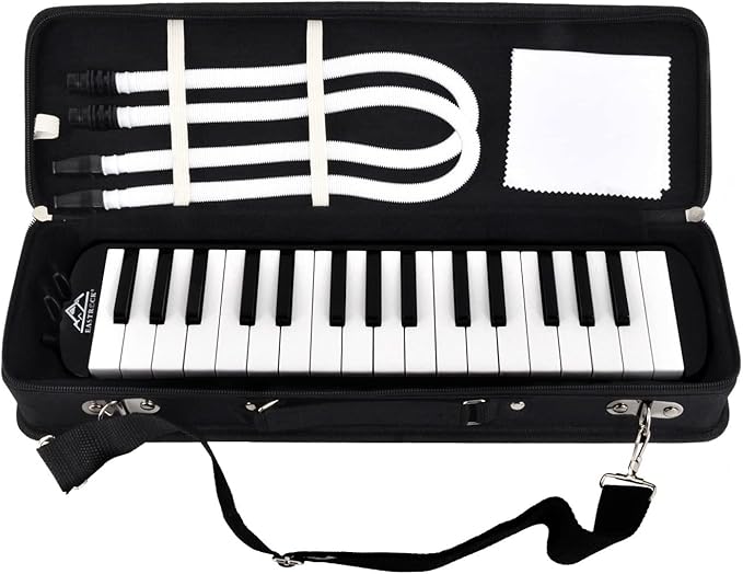 EASTROCK 32 Key Melodica Instrument Air Piano Keyboard Soprano Melodica with 2 Mouthpieces Tube Sets Carrying Bag for Beginners Adults Gift Black