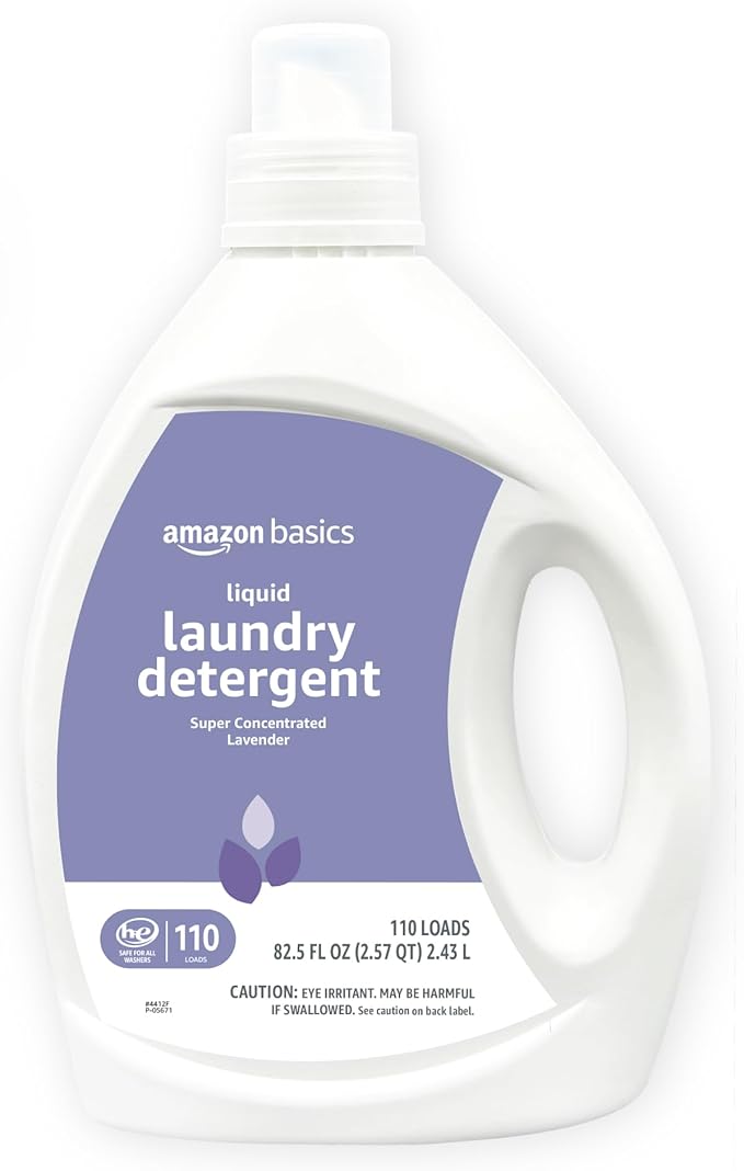 Amazon Basics Concentrated Liquid Laundry Detergent, Lavender, 110 loads, 82.5 Fl Oz (Previously Solimo)