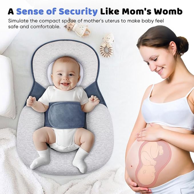 Baby Lounger Pillow, Adjustable Strap Incline Cushion for Breastfeeding & Bottle Time for Tummy Play