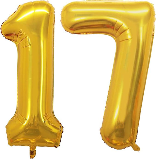 GOER Number 17 Balloons for 17th Birthday Sweet 17 Party Decorations,42 Inch Jumbo Foil Helium 71 Balloons for 71st Birthday Party Decoration (Gold)