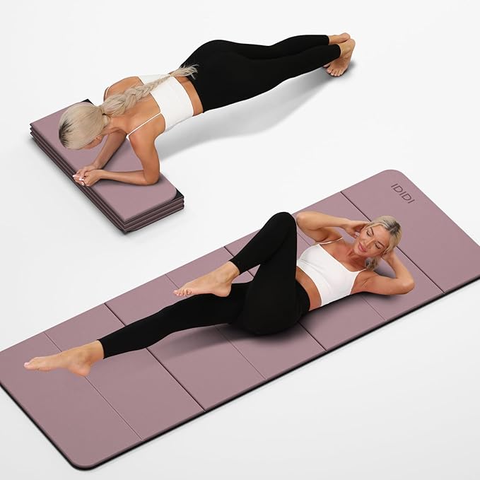 Foldable Yoga Mat Extra Thick 0.32 Inches Eco-Friendly POE Material, Non-Slip Design Fitness Mats, Multi-Purpose Workout Mats For Studio or Home Use (70 x 24 x 0.32 inches）