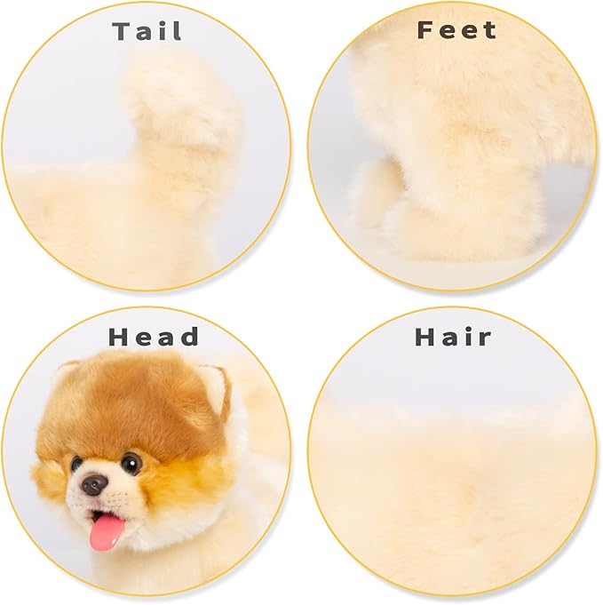 CU-MATE Interactive Dog Stuffed Animal Electronic Plush Pomeranian Simulation Puppy Realistic Toy Like-Real Robotic Nodding Barking Wagging Tail Present Pet for Toddler Boys