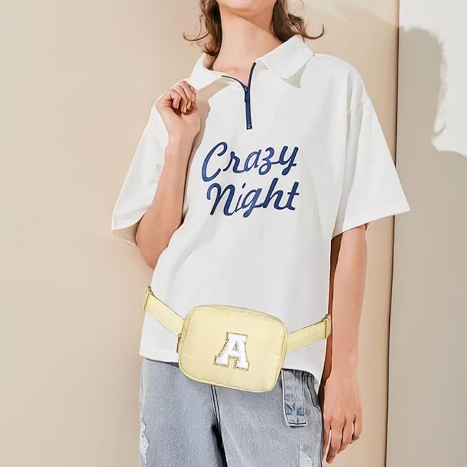 YOOLIFE Bridesmaid Gifts - Bridesmaid Proposal Gift Wedding Day, Bridal Shower Gifts, Maid of Honor Gifts, Bachelorette Party Decorations Favors, Khaki Initial Crossbody Bag Belt Bag B