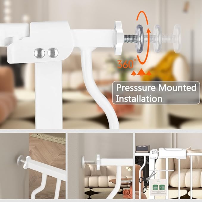 Fairy Baby Narrow Baby Gate 27 Inch to 29 Inch Wide, Small Auto Close Walk Through Safety Gates Pressure Mounted for Stairs Doorways Kids or Pets,White