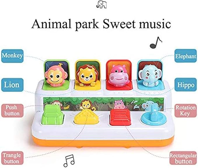 Animal Park Interactive Pop Up Music Toy,Up- Early Education Activity Center Toy, Ages 7 8 9 10 11 12 Months and up Infant Toddlers Toys.