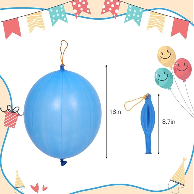 rubfac 30Pcs Punch Balloons, Party Favors for Kids, Thickened Heavy Duty Neon Punching Bounce Balloon for Birthday Goodie Bag Stuffers Exciting Outdoor Play Supply