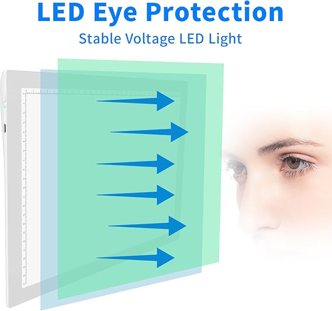 A4 Rechargeable Light Pad with Carry Bag, KOBAIBAN Wireless Magnetic Tracing Light Box, 5-Level Brightness LED Light Board, Cordless Battery Powered Light Drawing Table for DIY Diamond Painting(White)