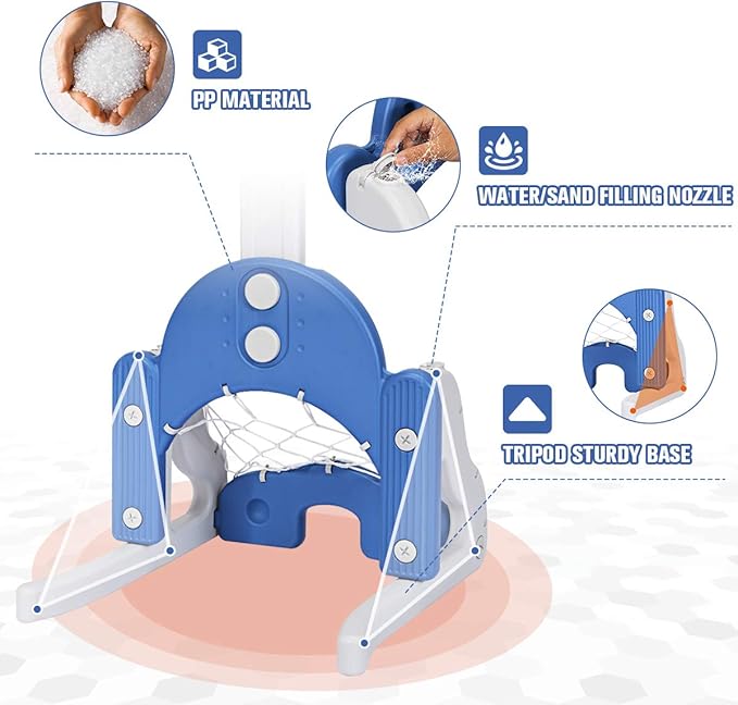 Costzon Kids Basketball Hoop, Toddler Sports Activity Center w/ 5 Adjustable Height Levels, Basketball Soccer Golf Game Set, Indoor Outdoor Basketball Hoop Set Gift for Baby Infant