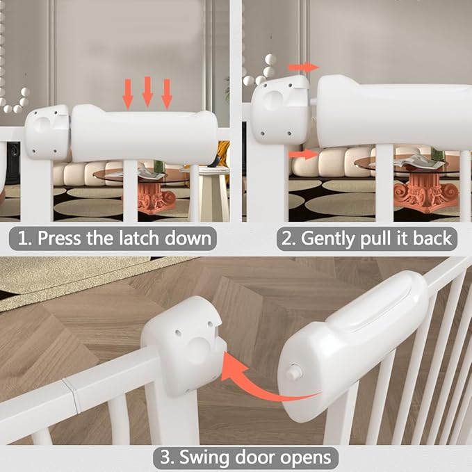 Baby Gate for Doorways Stairs Hallway 81.1-85.8 Inch Wide, Walk Through Child Gates with Pressure Mounted Extention Kit, Indoor Safety Child Gates for Kids or Pets