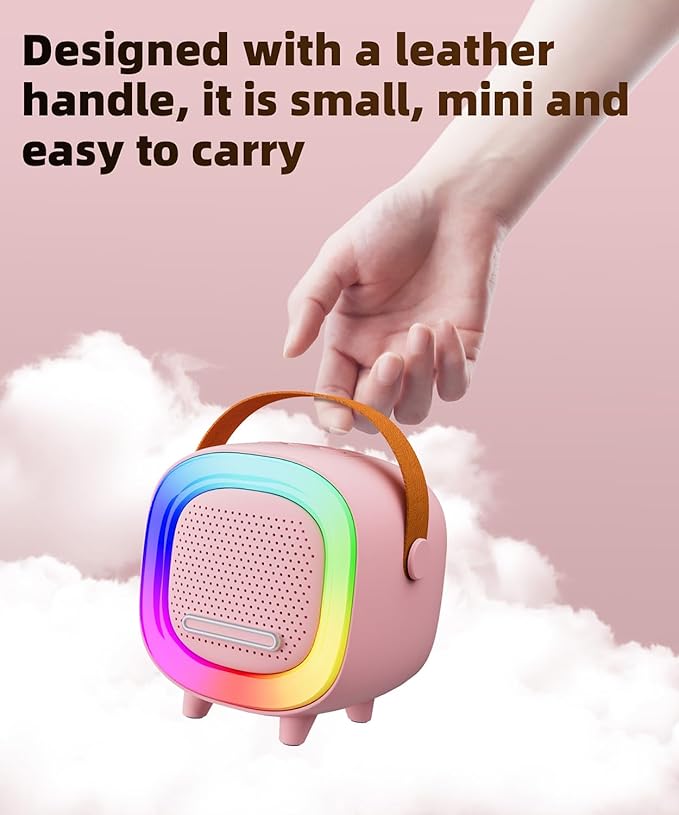 Mini Karaoke Machine Speaker for Kids Adults, Portable Bluetooth with 1 Wireless Microphones, Children's Day Birthday Gift Ideas for Toys for Teens Boys and Girls Aged 4, 5, 6, 7, 8, 9, 10, 11, 12+