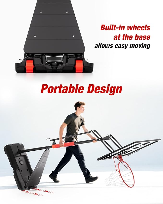 Basketball Hoop Outdoor 10 FT Height Adjustable, Portable Basketball Goals Systems with 45" Backboard for Youth Adults Kids - Backyard, Driveway, Indoor Play