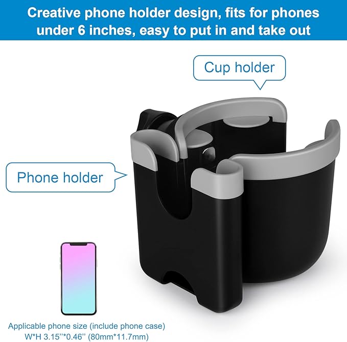 Accmor Stroller Cup Holder with Phone Holder, Bike Cup Holder, Universal Cup Holder for Uppababy Nuna Doona Strollers, 2-in-1 Cup Phone Holder for Stroller, Bike, Wheelchair, Walker, Scooter