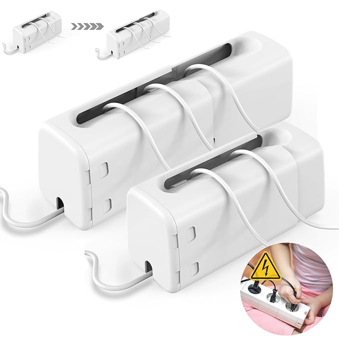 Improved Power Strip Cover Box(2 Pack) 丨Outlet Covers Baby Proofing丨Outlet Cover Box丨Adjustable Length Childproof Outlet Cover丨Preventing Toddlers from Touching Sockets丨Fits Most Sockets.