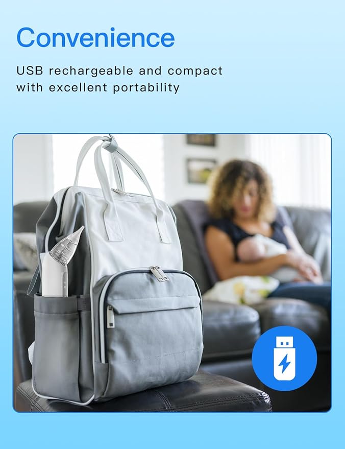 Baby Nasal Aspirator, Electric Nose Sucker with 5 Levels Suction, Soothing Light & Nursery Rhymes (White)