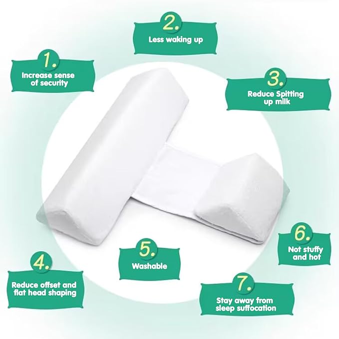 Baby Side Sleeper Weddge Adjustable Soft and Breathable Pillow,1pc-White