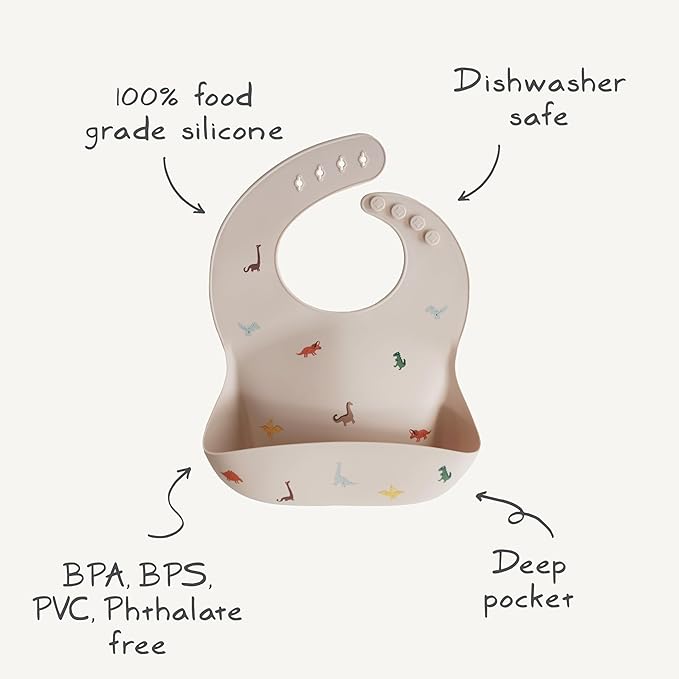 mushie Silicone Baby Bib | Adjustable Fit Waterproof Bibs (Vanilla Confetti)