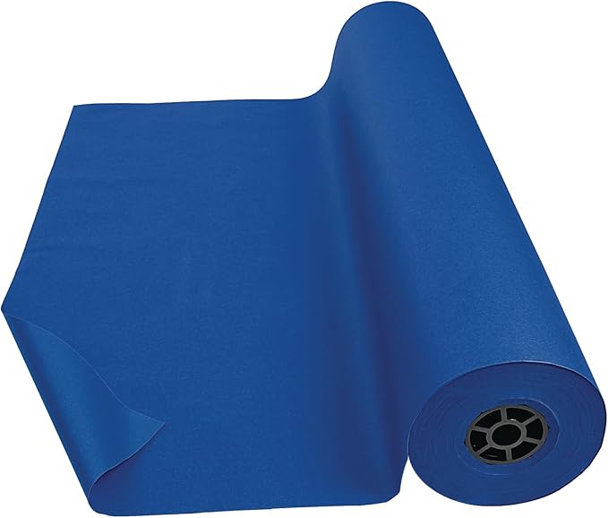 Colorations Arts and Crafts Paper Roll - 36" x 1000', Royal Blue, Dual Surface, Markers, Finger Paints, Painting, Watercolors, Acrylic Paints, Wall Art, Bulletin Board Paper, Kids Crafts (Item # DSRB)
