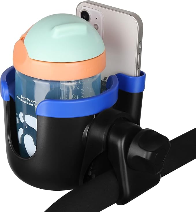 Accmor Stroller Cup Holder with Phone Holder, Bike Cup Holder, Universal Cup Holder for Uppababy Nuna Doona Strollers, 2-in-1 Cup Phone Holder for Stroller, Bike, Wheelchair, Walker, Scooter