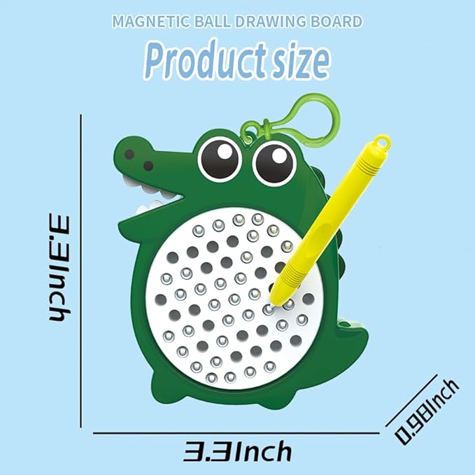 1PCS Crocodile Magnetic Drawing Board for Kids & Toddlers with Beads and Magnet Stylus Pen - Magnetic Travel Toy for Airplane & Car Ride Activities for Kids