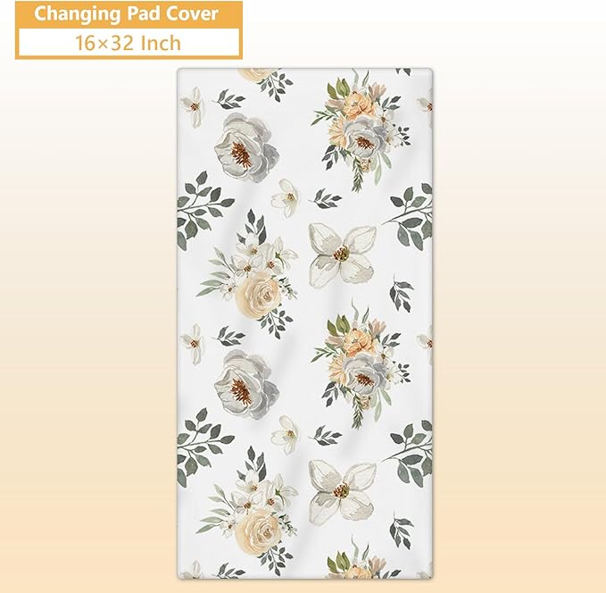 Custom Baby Crib Set - 5 Pcs Personalized Name Flowers Crib Bedding Set for Infants Toddlers - Soft Double Layer Nursery Bedding Set for Girls Boys - Customized Gifts for Baby Shower Birthday