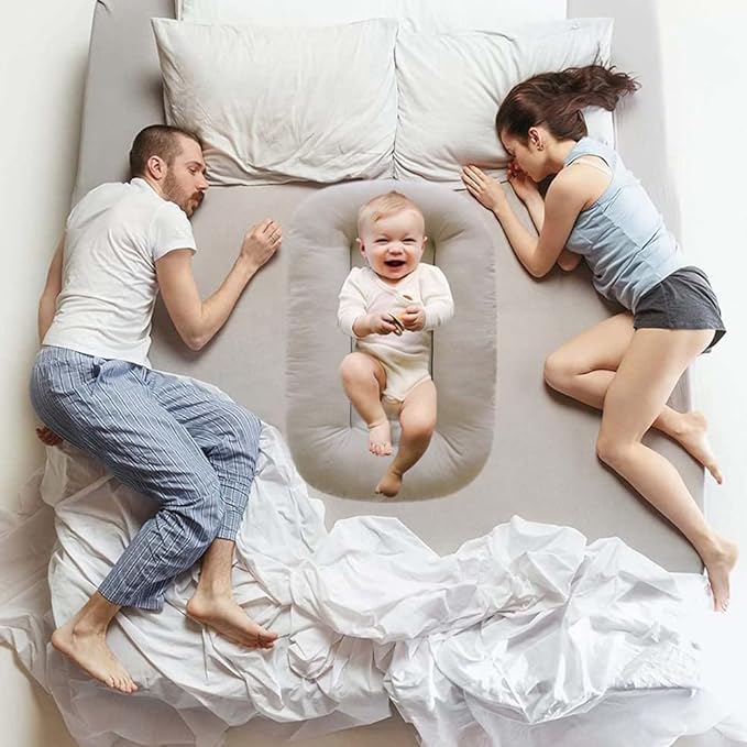 Baby Lounger Pillow, Infant Lounger for 0-24 Months, Soft Cotton and Portable Baby Lounger for Home (Brown)