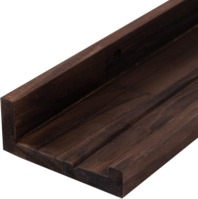 AZSKY Deep Walnut Floating Shelves Large Long Wall Storage Shelves Dark Walnut 48 Inch Wall Mount Hanging Picture Ledge Wall Decor for Bedroom Living Room Bathroom Kitchen Storage a Set of 3