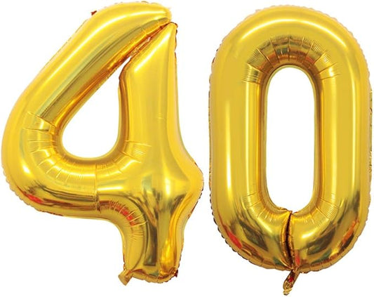 GOER Number 40 Balloons for 40th Birthday Party Decorations,42 Inch Jumbo Foil Helium Balloons for 40th Anniversary (Gold)
