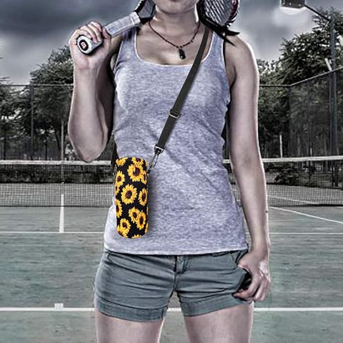 RICHEN Neoprene Water Bottle Carrier Bag with Adjustable Shoulder Strap,Insulated Water Bottle Cover for Stainless Steel/Glass/Plastic Bottles