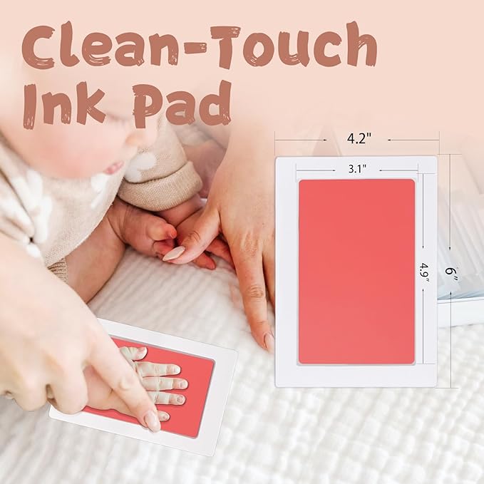 Inkless Baby Hand and Footprint Kit,Clean-Touch Ink Pad Kit,Safe No Mess Printing Infant Hand Foot Stamp,4 Pack Newborn Inkless Print Pads Best Keepsake or Gifts for Family