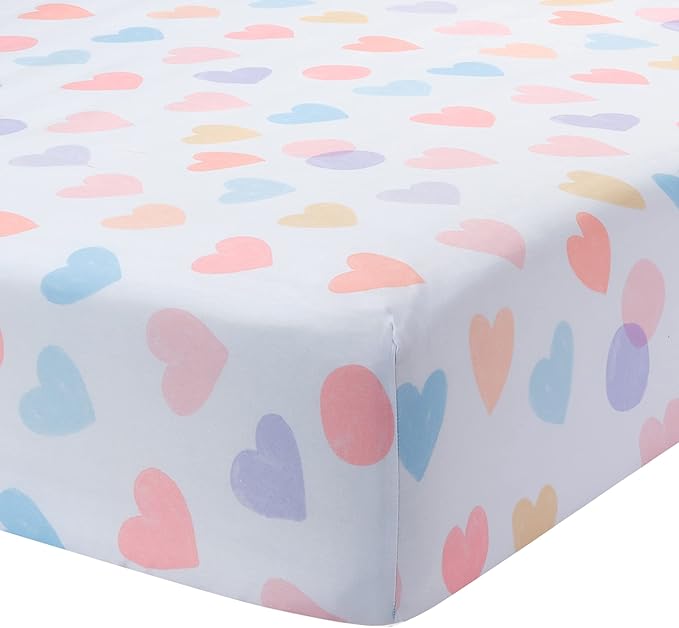 Bedtime Originals Rainbow Hearts Pink/Purple 3-Piece Baby Crib Bedding Set