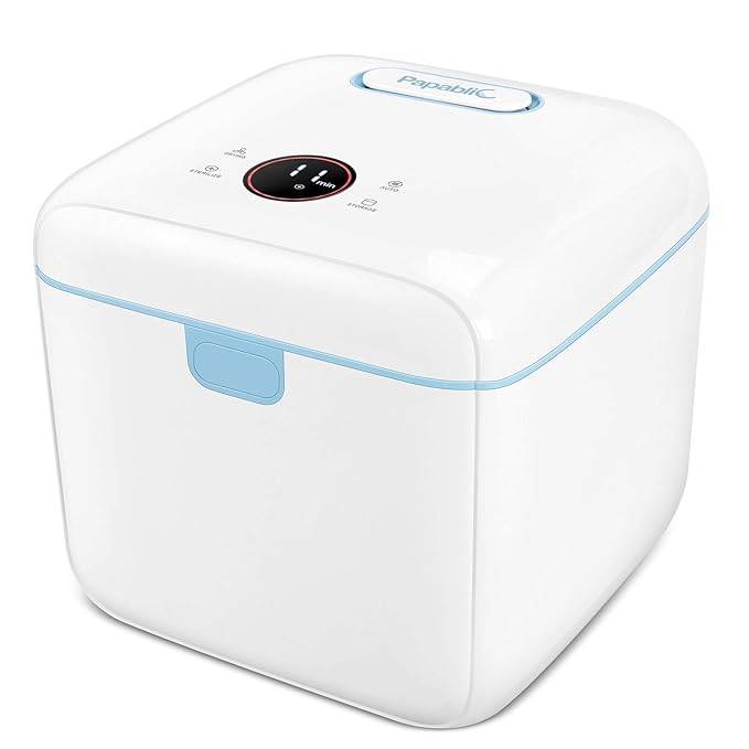 Papablic 4-in-1 UV Light Sanitizer | UV-Clean Sanitizing and Dryer Pro | UV Sanitizer Box with Dual UV-C Lamps for Babies & Whole Family | Large Capacity | Touch Control